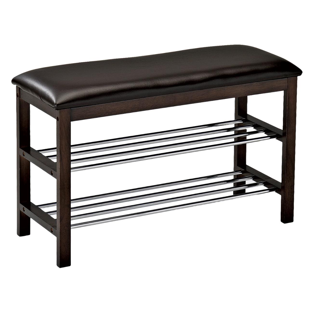 Стеллаж и этажерка нет бренда Банкетка-полка д/обуви, дер/мет, SR-0628, орех/хр