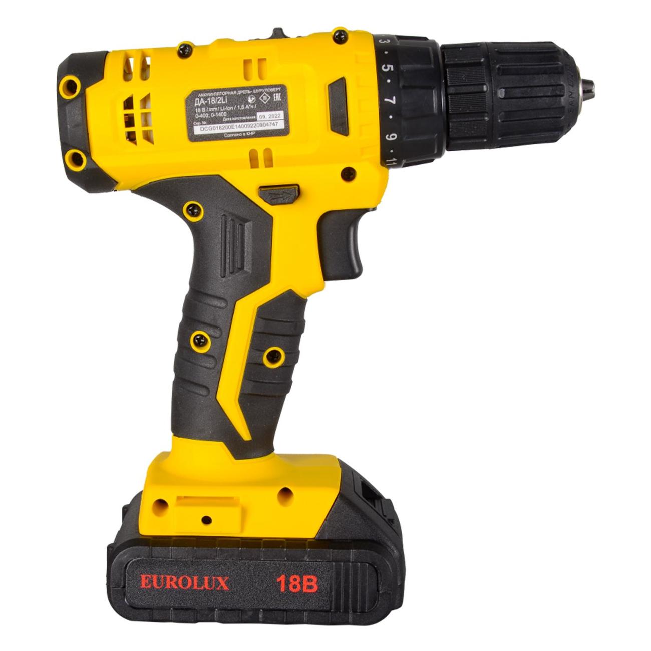 Шуруповерт аккумуляторный Eurolux ДА-18/2Li