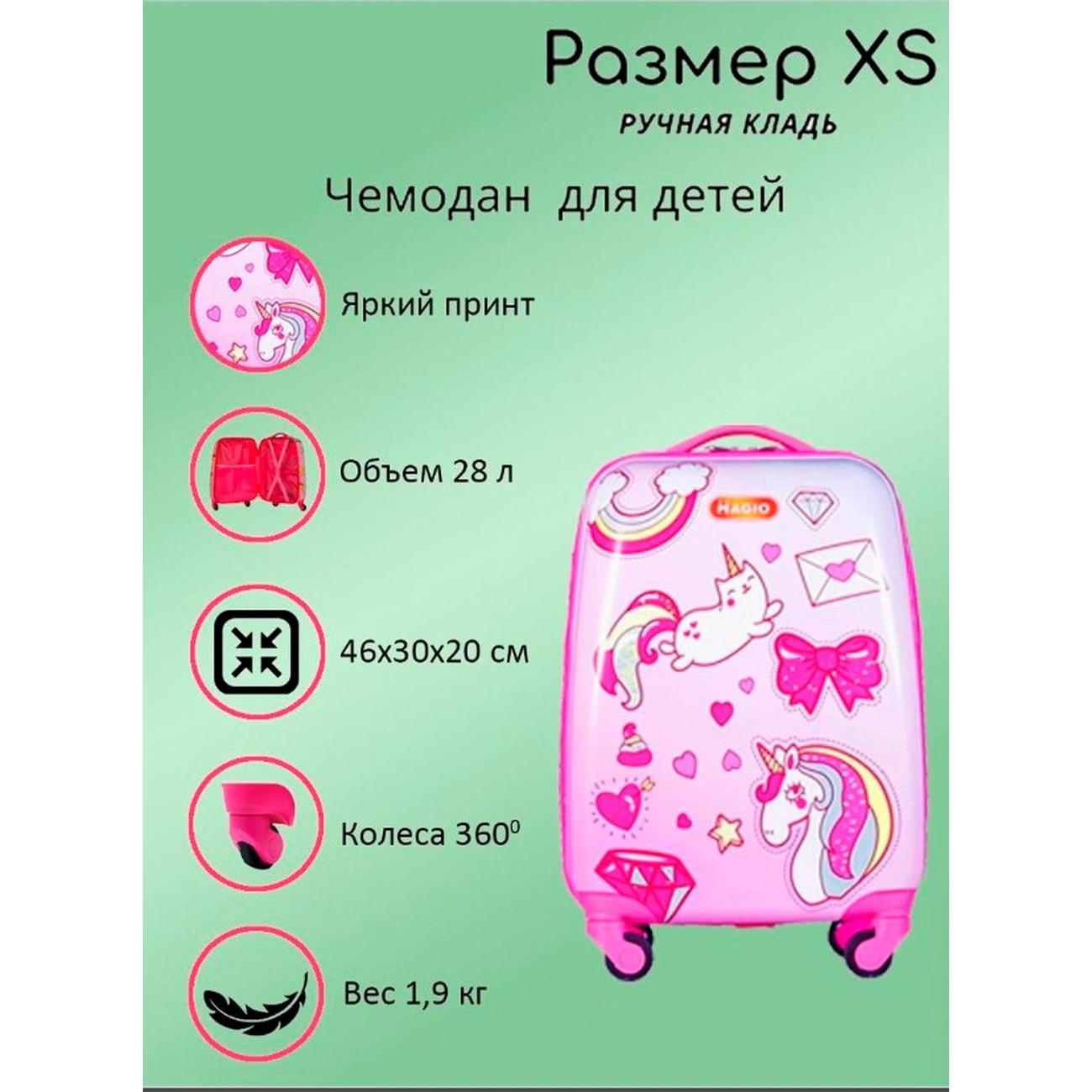 Чемодан Magio Счастливый единорог розовый