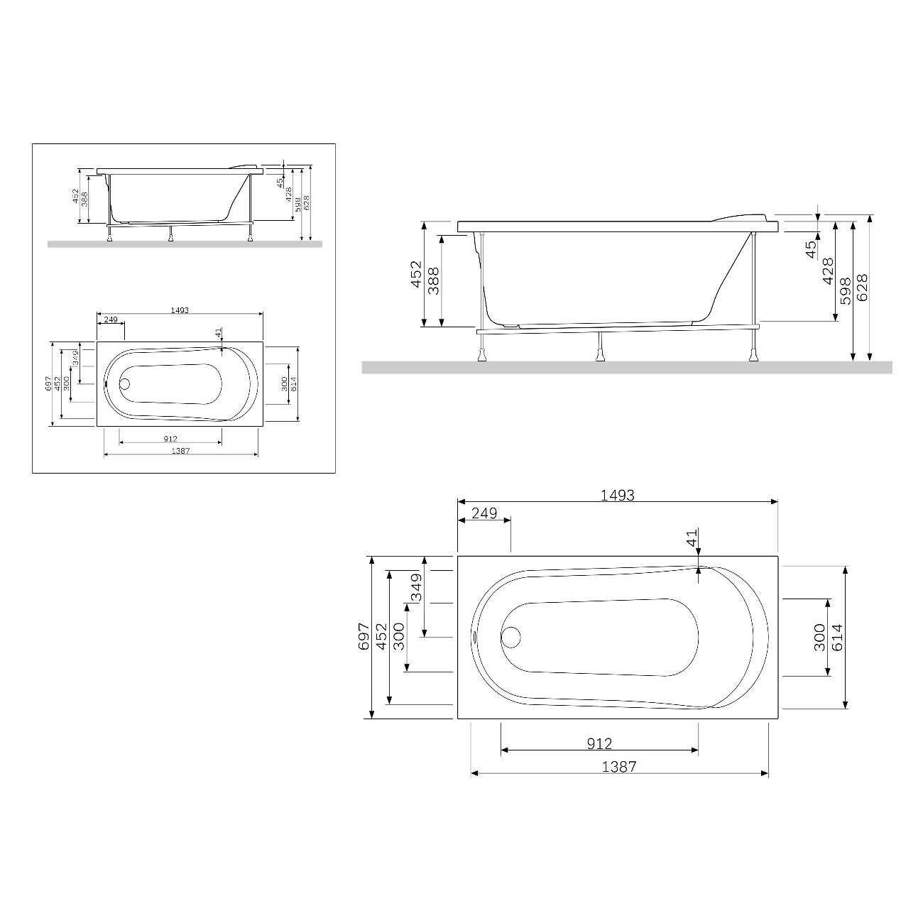 Ванна акриловая Am.Pm W85A-150-070W-P