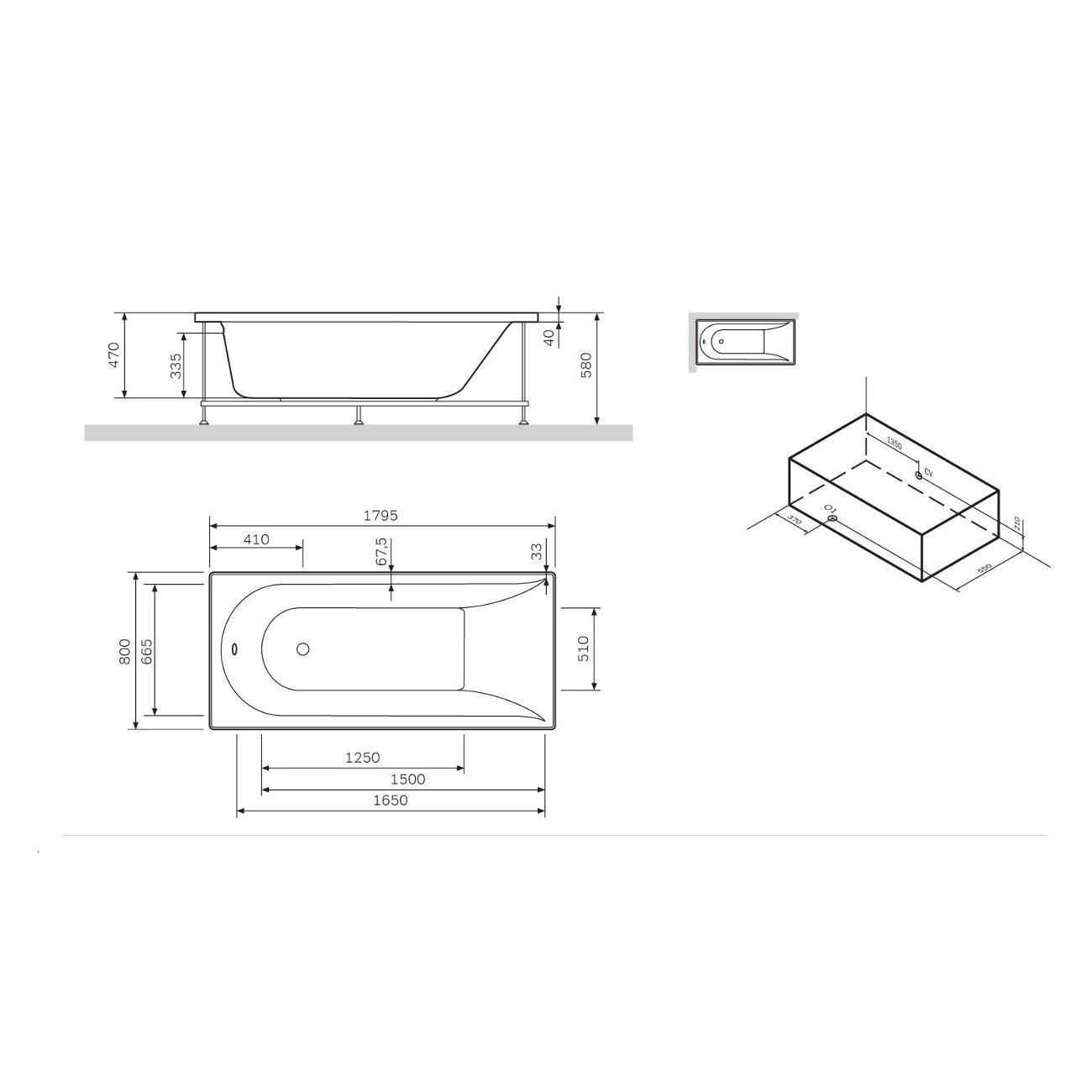 Ванна акриловая Am.Pm W72A-180-080W-P2