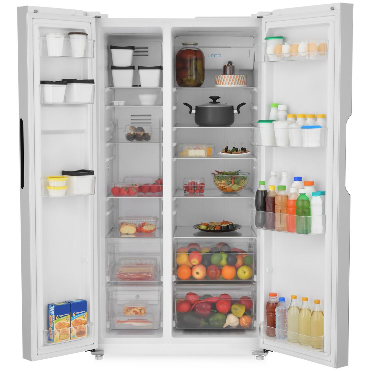 Холодильник (Side-by-Side) ZUGEL ZRSS630W, белое стекло