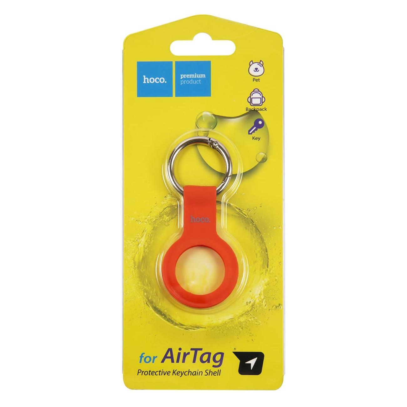Чехол-брелок для AirTag Hoco силикон красный