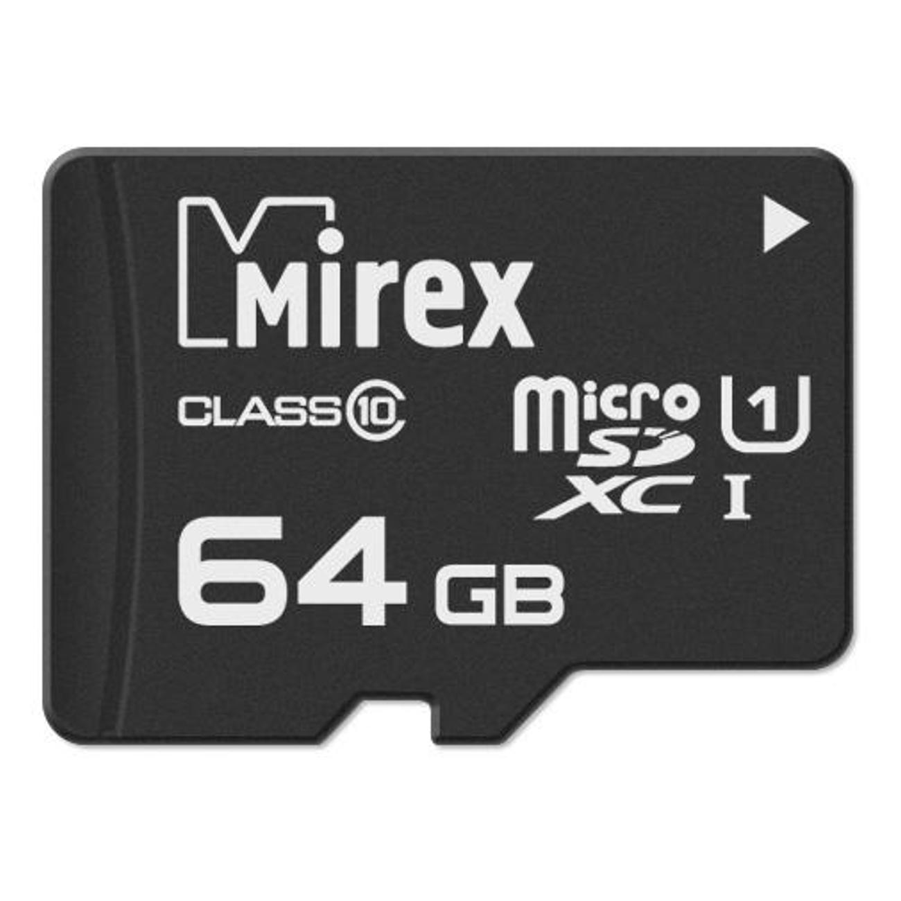 Карта памяти SDHC Micro Mirex microSDХC 64GB (UHS-I, U1, class 10)