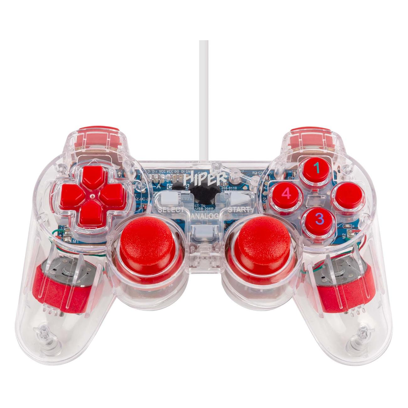 Геймпад HIPER GMP-005 Transparent+красный