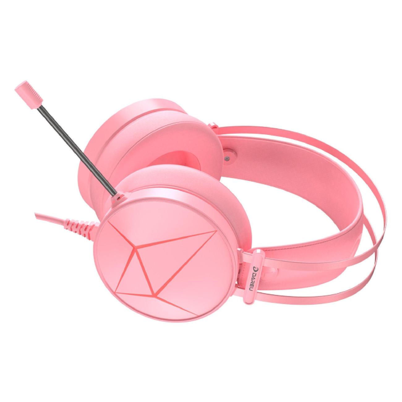 Игровые наушники проводные Dareu EH722X розовый