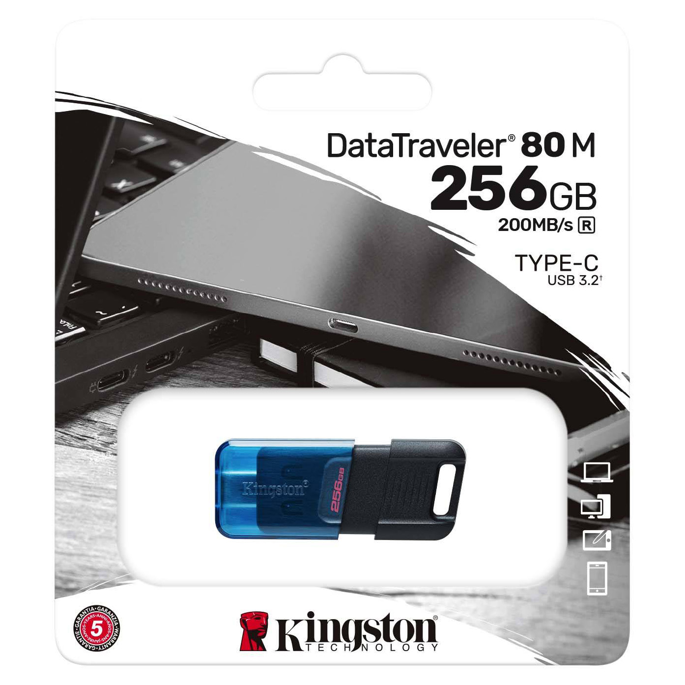 Флеш-диск Kingston DataTraveler 80M 256GB Type-C USB3.2 DT80M/256GB синий