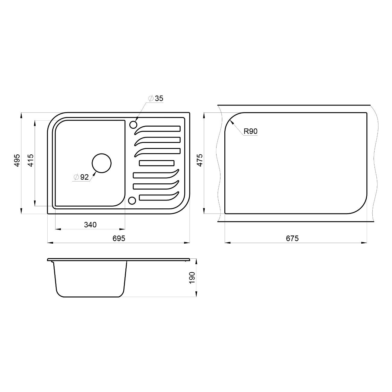 Мойка Granula GR-7001 Шварц