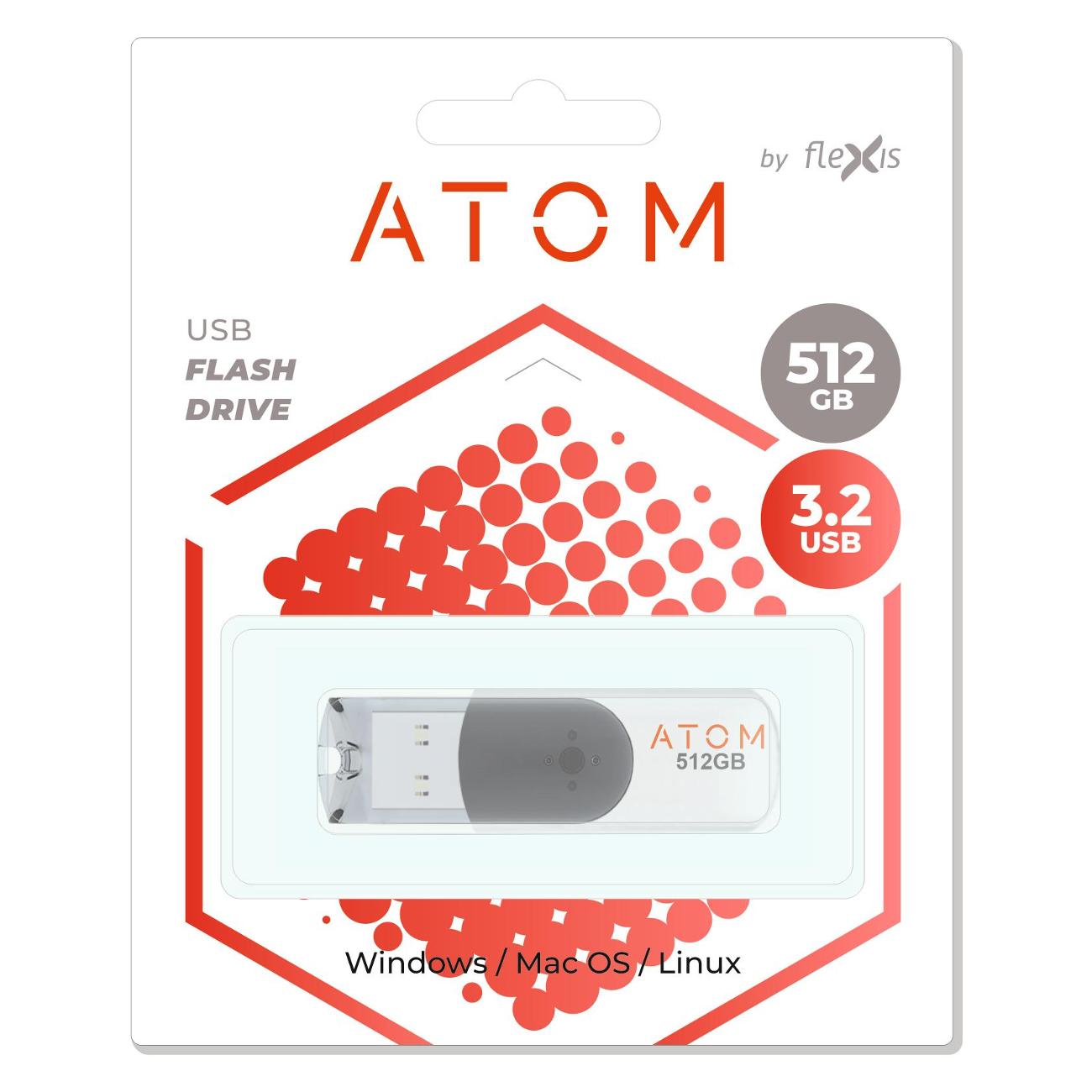Флеш-диск Atom AUSB3SW 512GB USB3.2 AUSB3SW/512GB белый