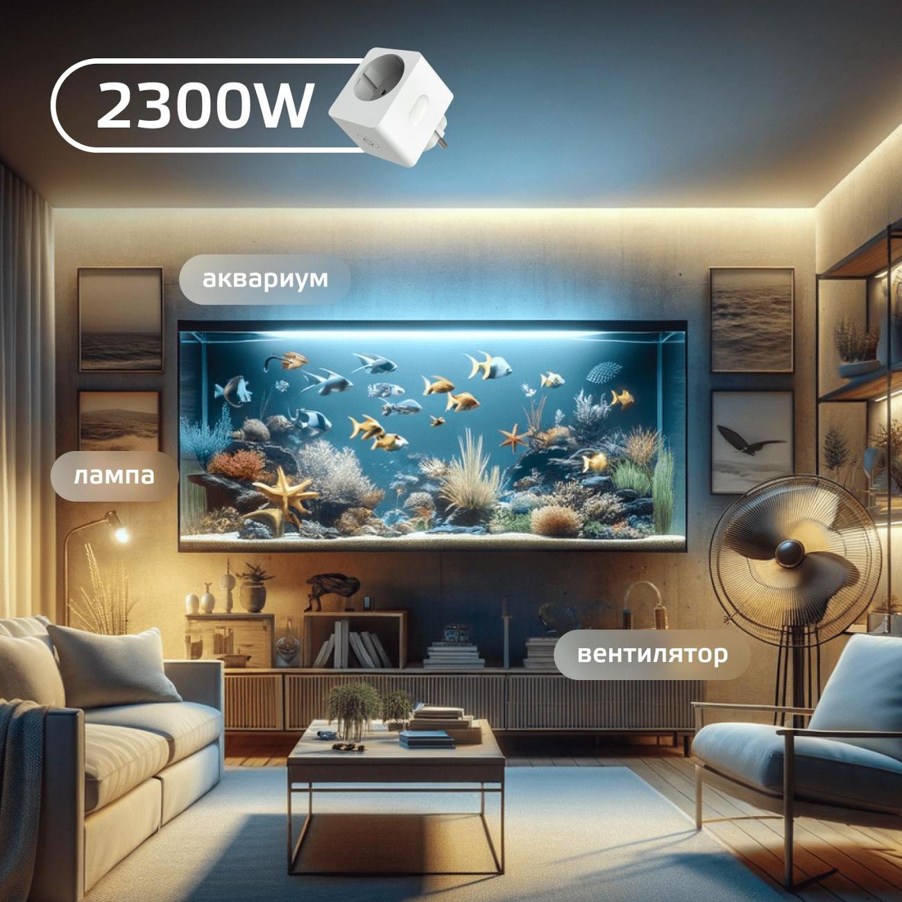 Умная розетка Gauss Smart Home 2300W 207-253V 10А IP20 c/з (5510122)