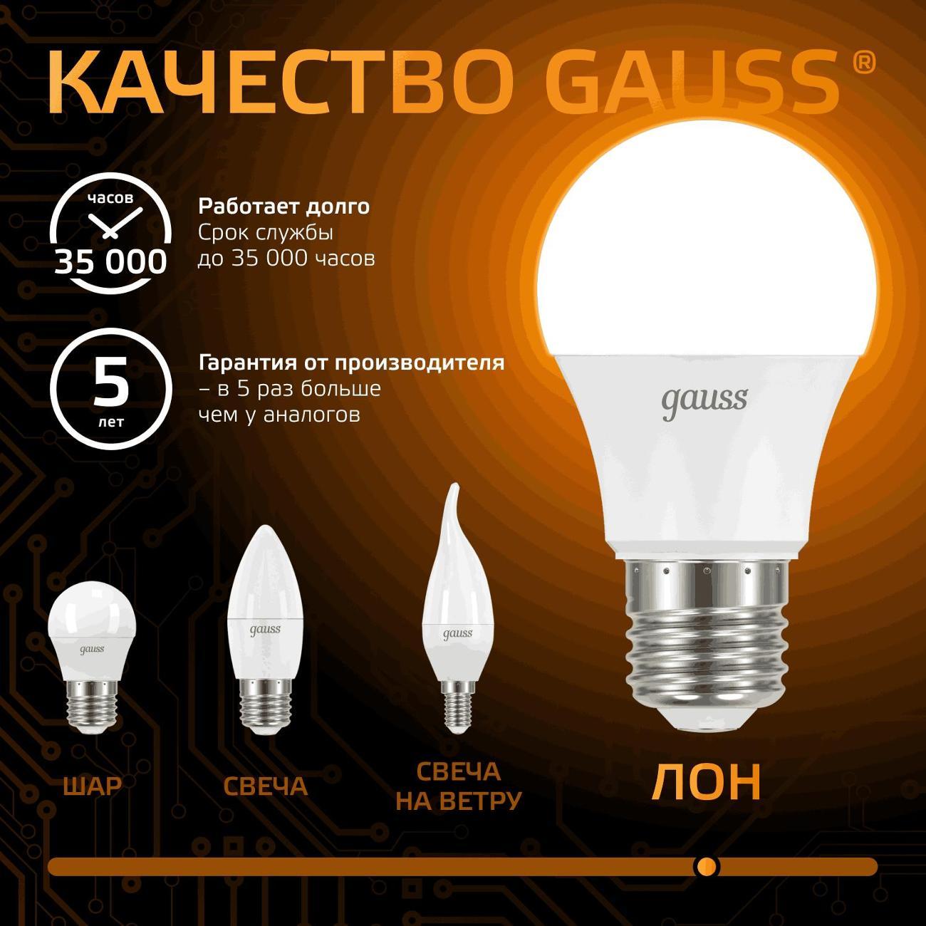 Лампа Gauss Filament Шар 7W 580lm 4100К Е27 LED