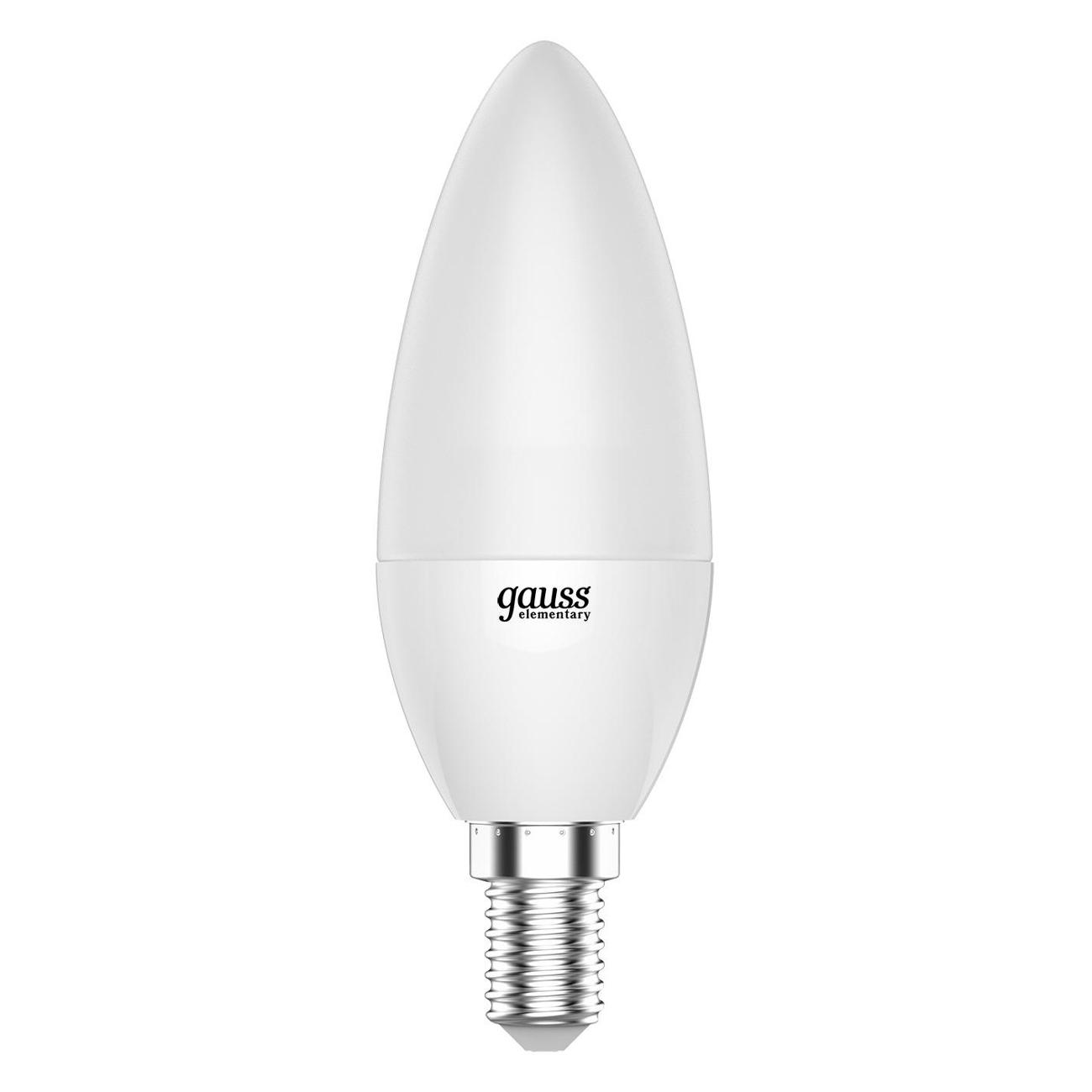 Лампа Gauss Elementary Свеча 6W 420lm 3000K Е14 LED  (10 шт.)