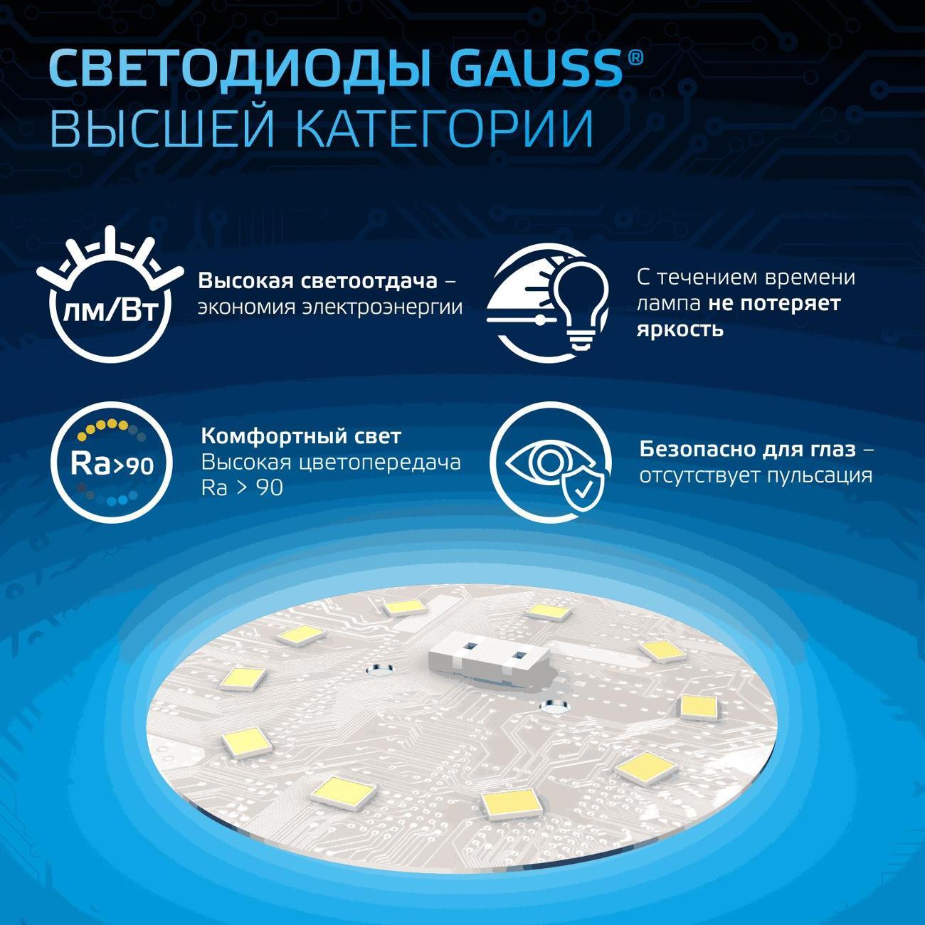 Лампочка Gauss Шар 9.5W 950lm 6500K E14 LED  (10 шт.)