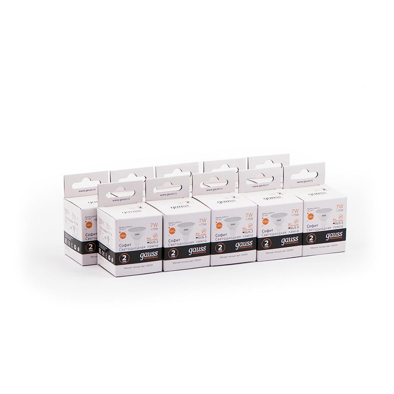 Лампочка Gauss Elementary MR16 7W 530lm 3000K GU5.3 LED  (10 шт.)