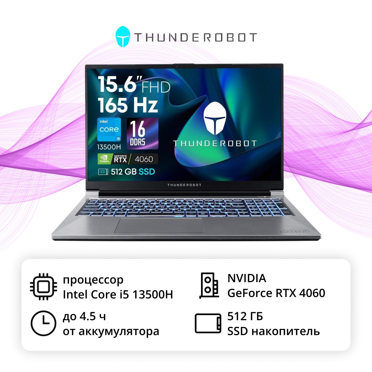 Ноутбук игровой Thunderobot 911 M G3 Pro/15.6"/Core i5-13500H/16/512/RTX 4060/Win/Grey фото
