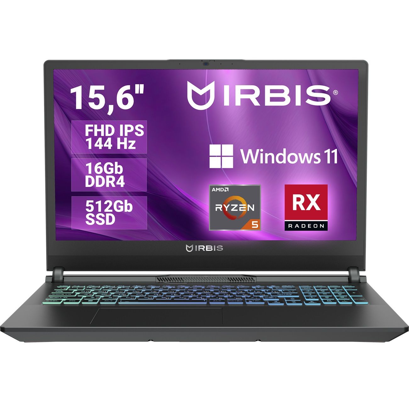 Ноутбук игровой Irbis 15NBC1011/15.6"/AMD Ryzen 5 6600H/16/512/RX 6650M/noOS/серый