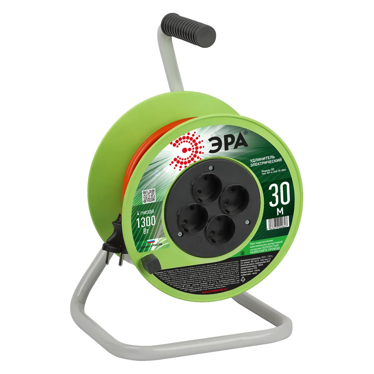 Удлинитель ЭРА RP-4-2x0.75-30 м (катушка) фото
