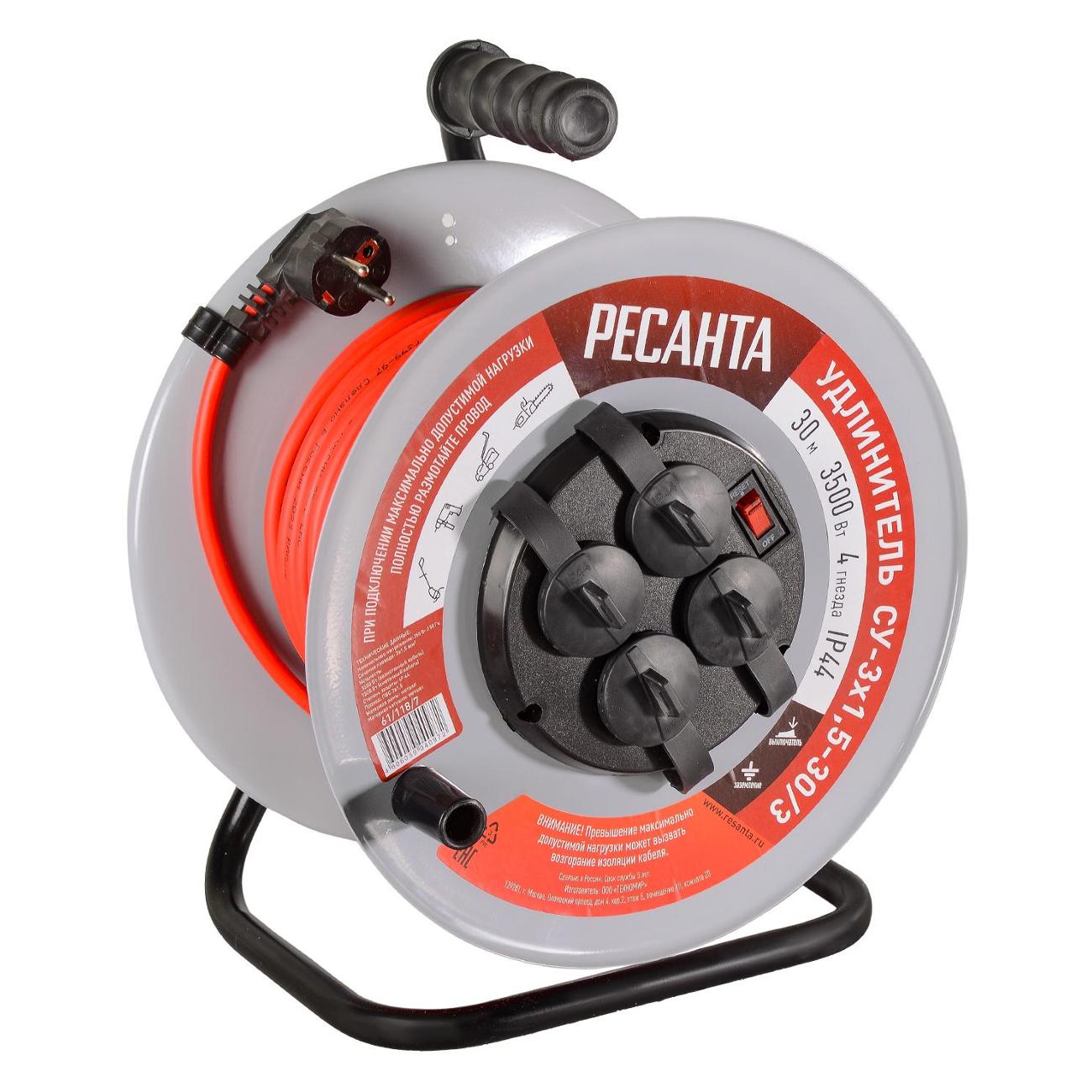 Удлинитель Ресанта СУ-3х1,5-30/3 фото