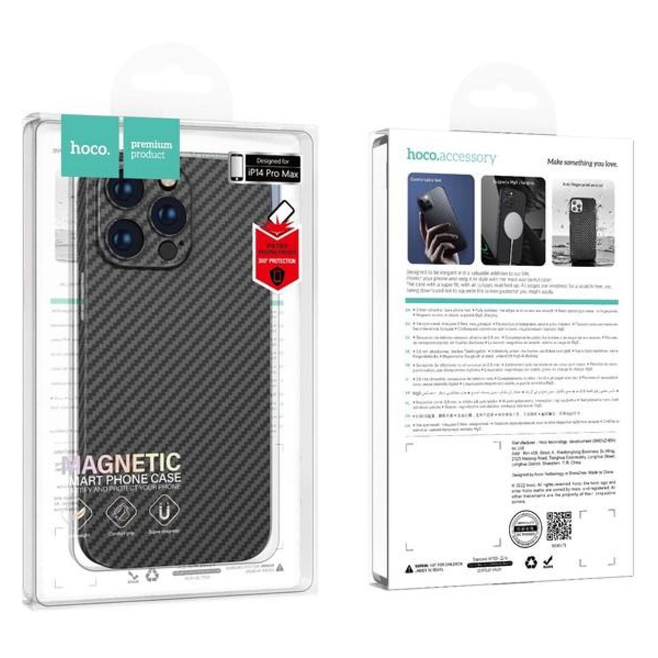 Чехол Hoco iPhone 14 Pro Max кевларовая текстура MagSafe черный