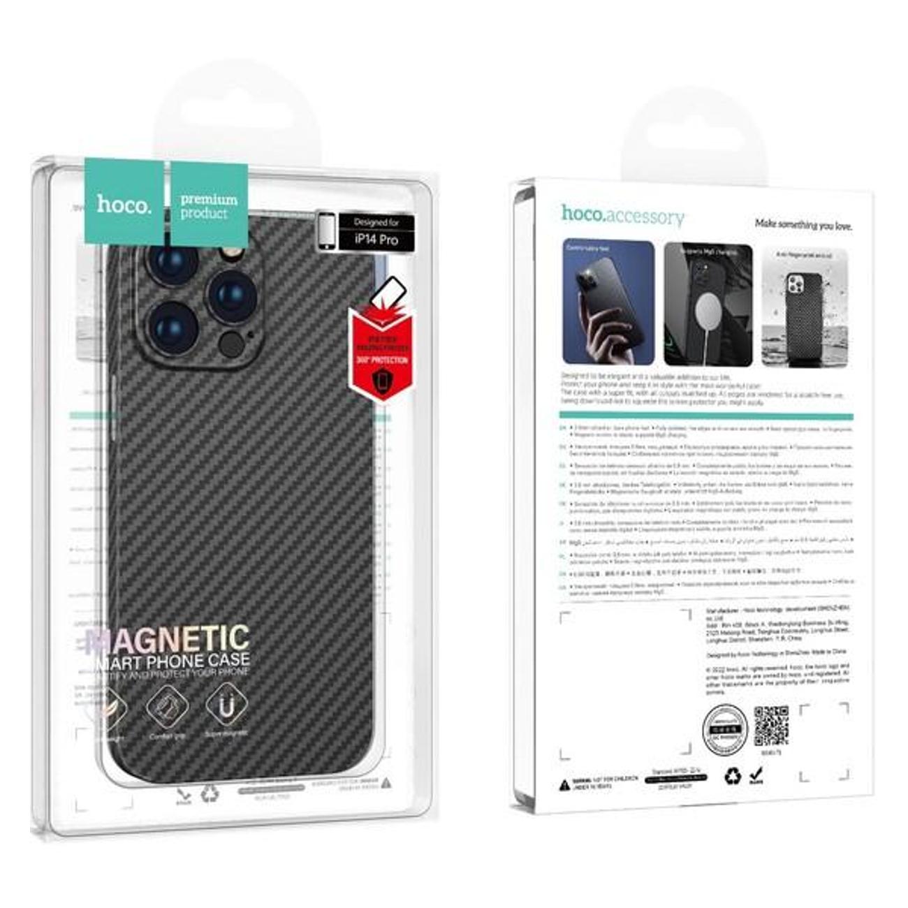 Чехол Hoco для iPhone 14 Pro кевлар. текстура MagSafe черный