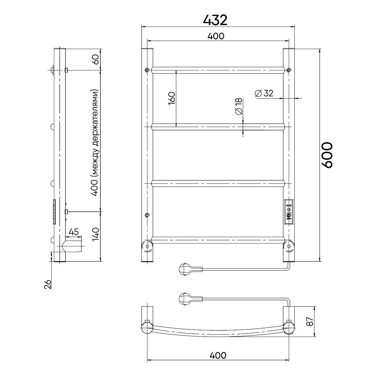 Полотенцесушитель электрический Indigo Arc Lux