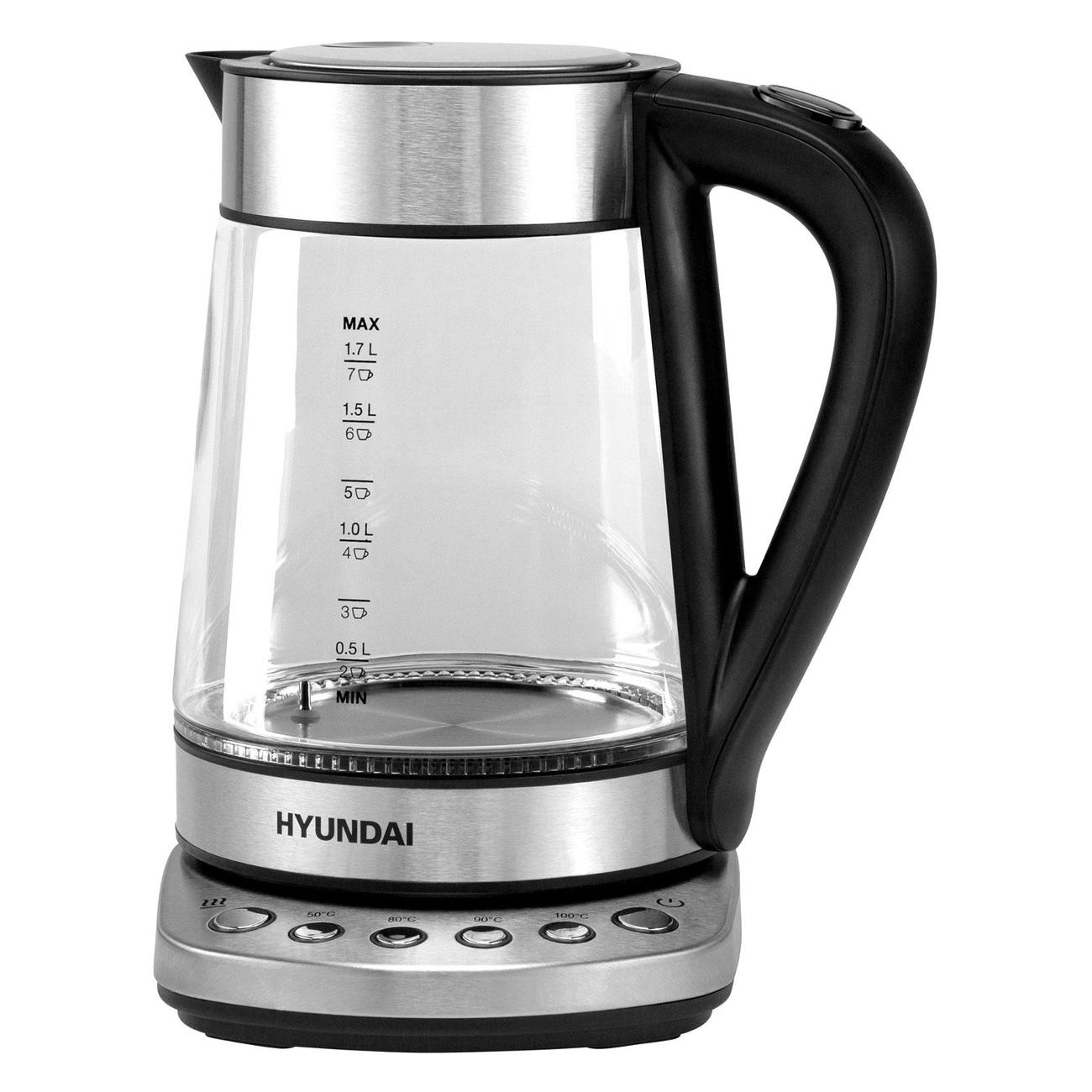 Электрочайник Hyundai HYK-G3026 серебристый фото