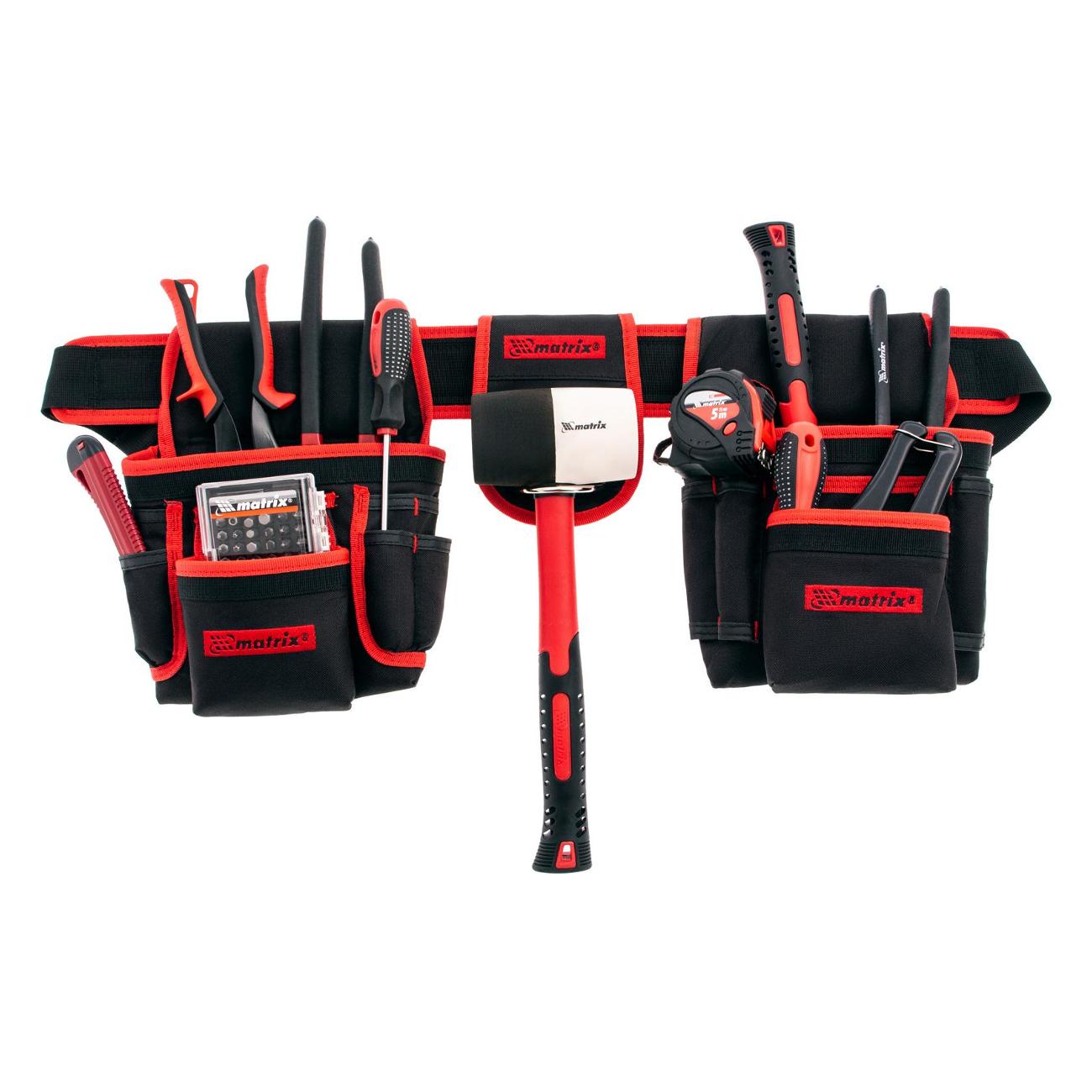 Сумка - пояс Matrix двойная, 20 карманов, держатель для молотка (90240)