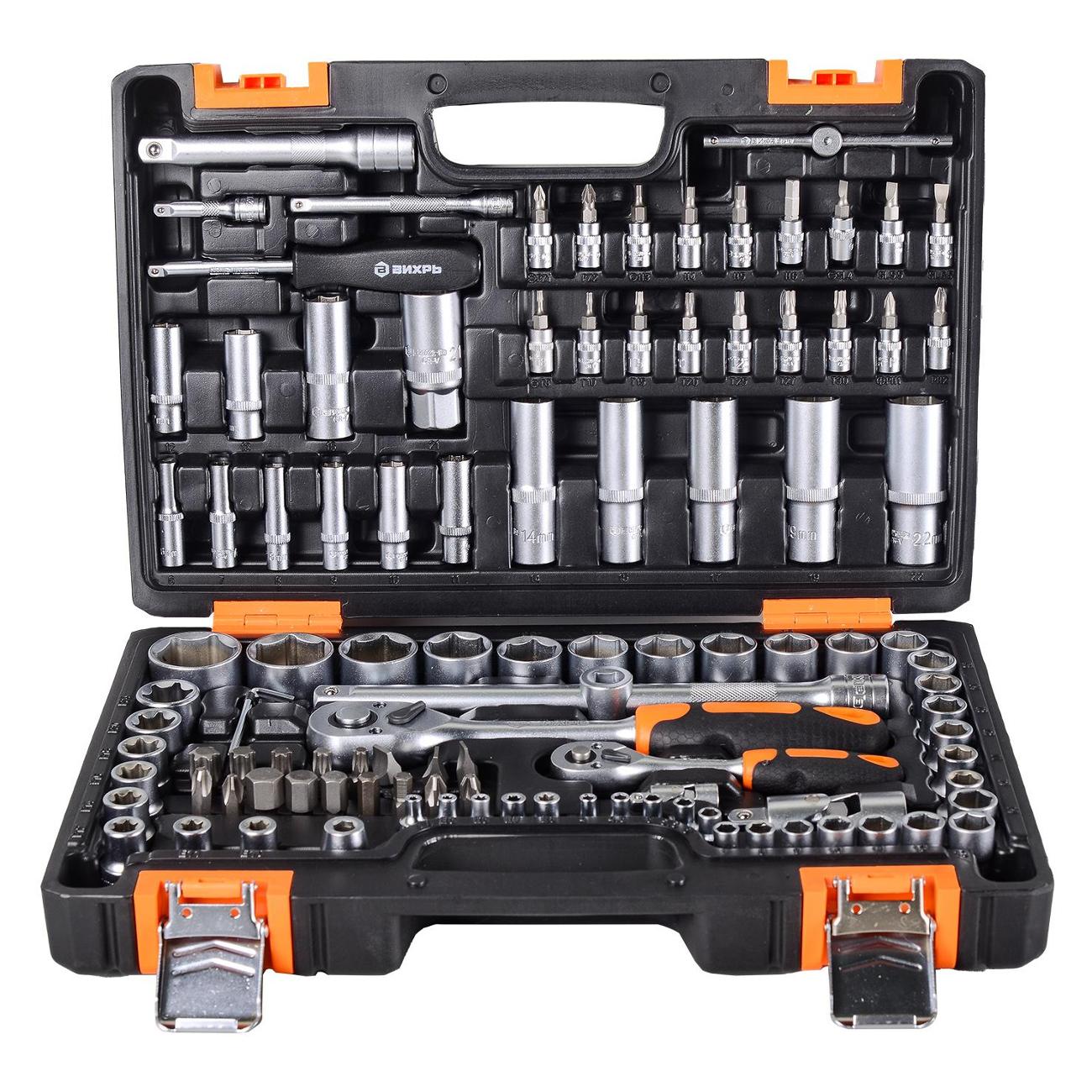 Набор ручного инструмента Вихрь 1/2", 1/4" CrV 108 пред.(73/6/7/8) фото