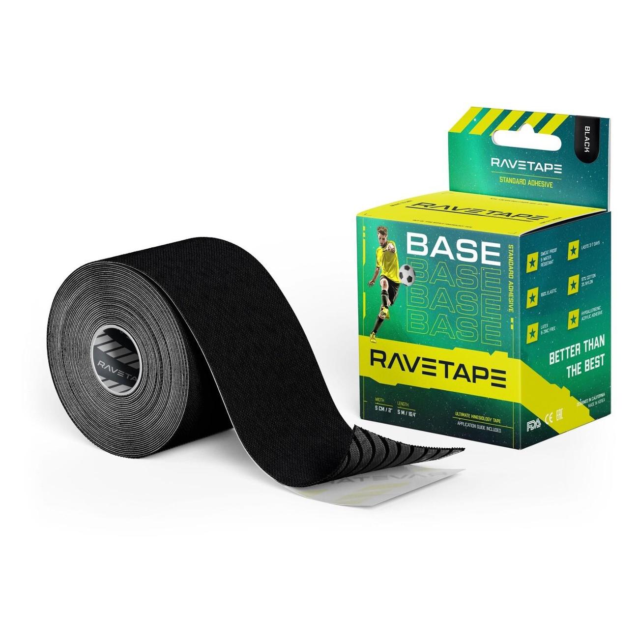 Кинезиотейп RaveTape RVTB-BLK-55 фото