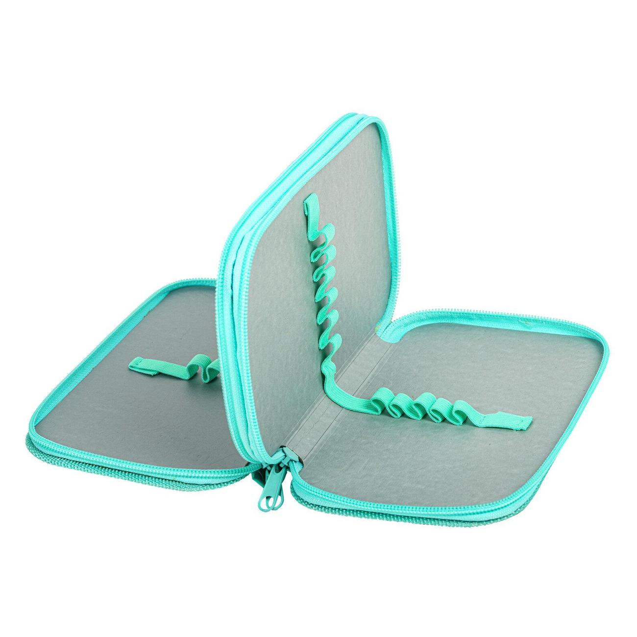 Пенал Юнландия 2 отделения 19x11 см бирюзовый