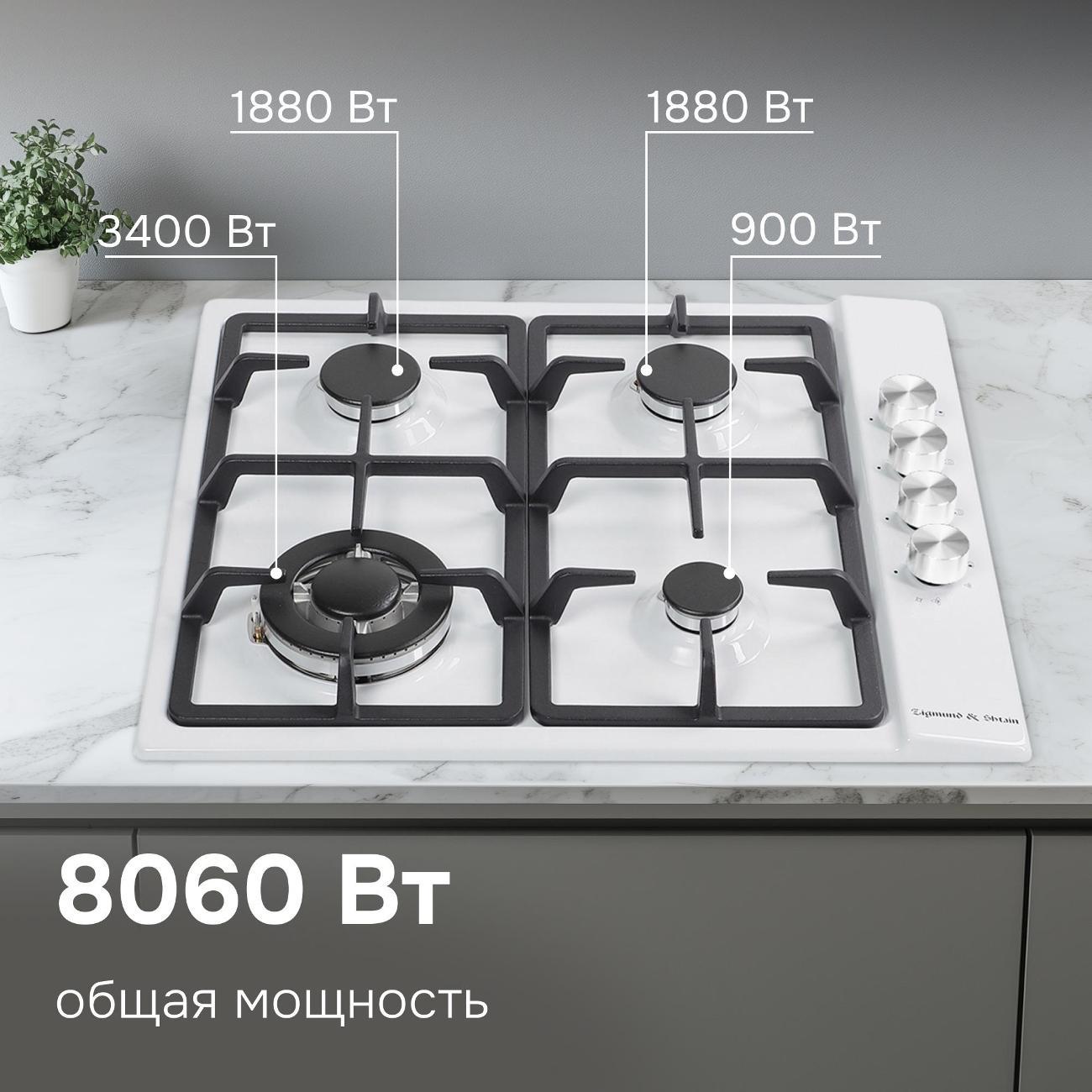 Встраиваемая газовая панель независимая Zigmund & Shtain GN 98.61 W