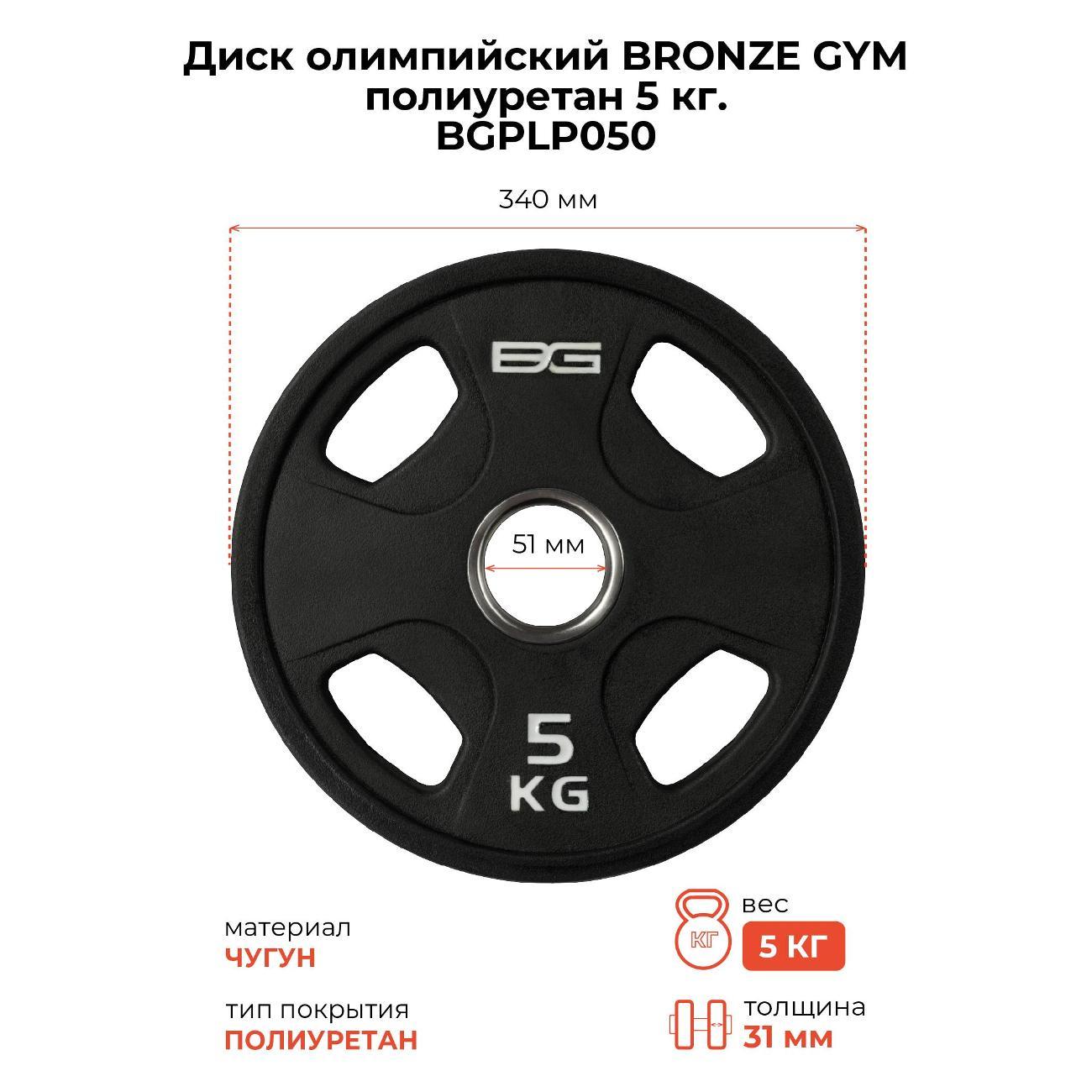 Диск обрезиненный Bronze Gym BGPLP050
