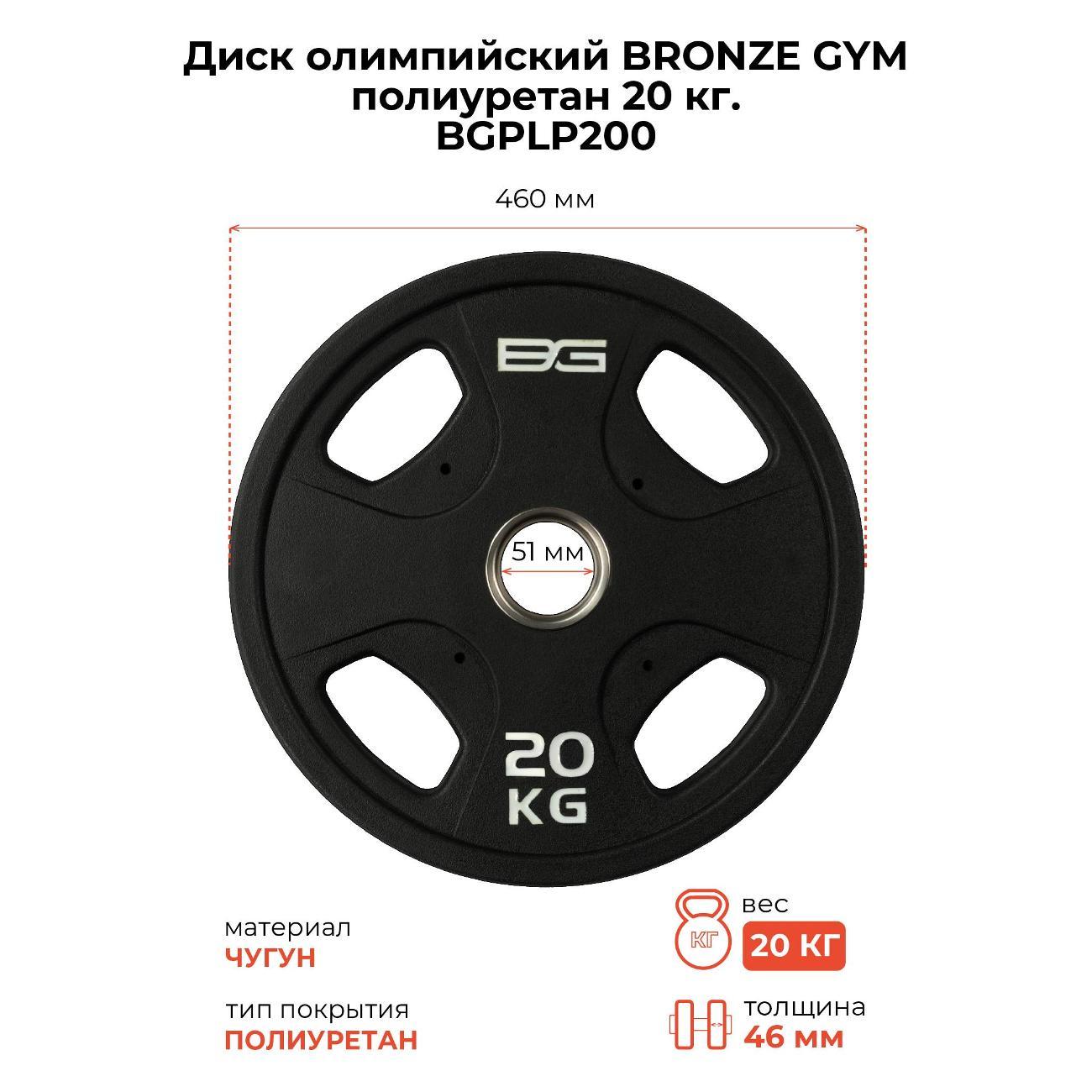 Диск обрезиненный Bronze Gym BGPLP200