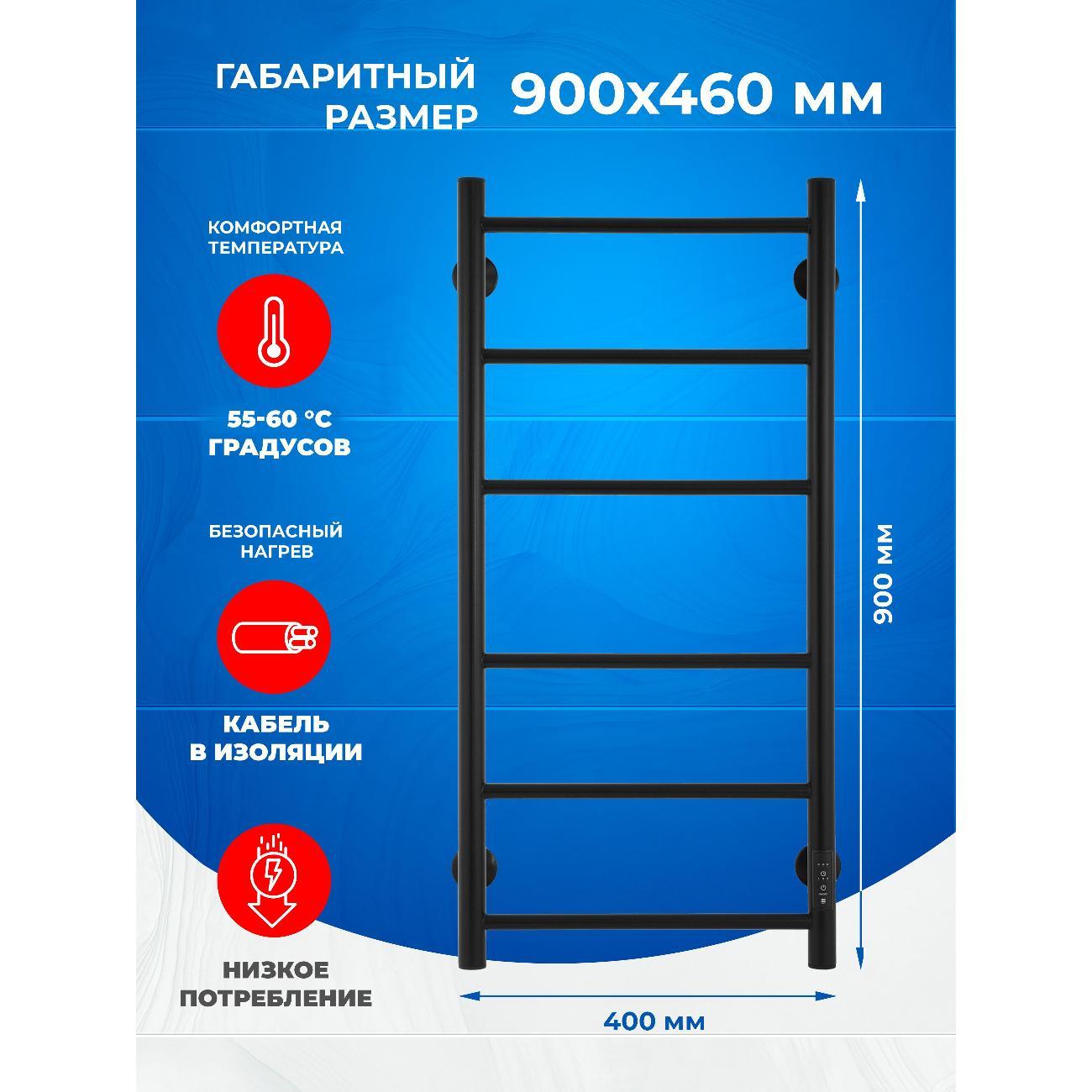 Полотенцесушитель электрический ENERGY Group ROUND 900*400 черный