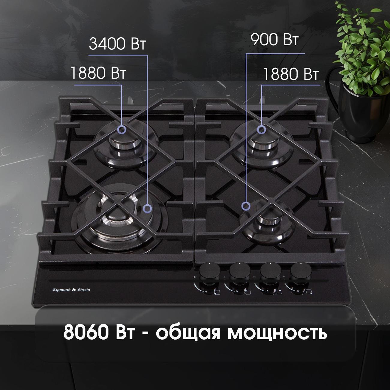 Встраиваемая газовая панель независимая Zigmund & Shtain MN 175.61 B