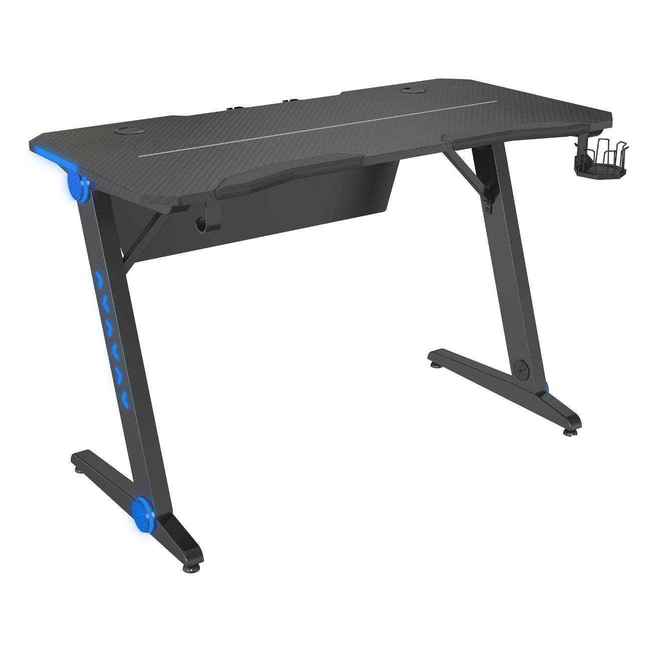 Стол компьютерный игровой Cactus CS-GTIZ-BK-CARBON-RGB МДФ карбон каркас черный