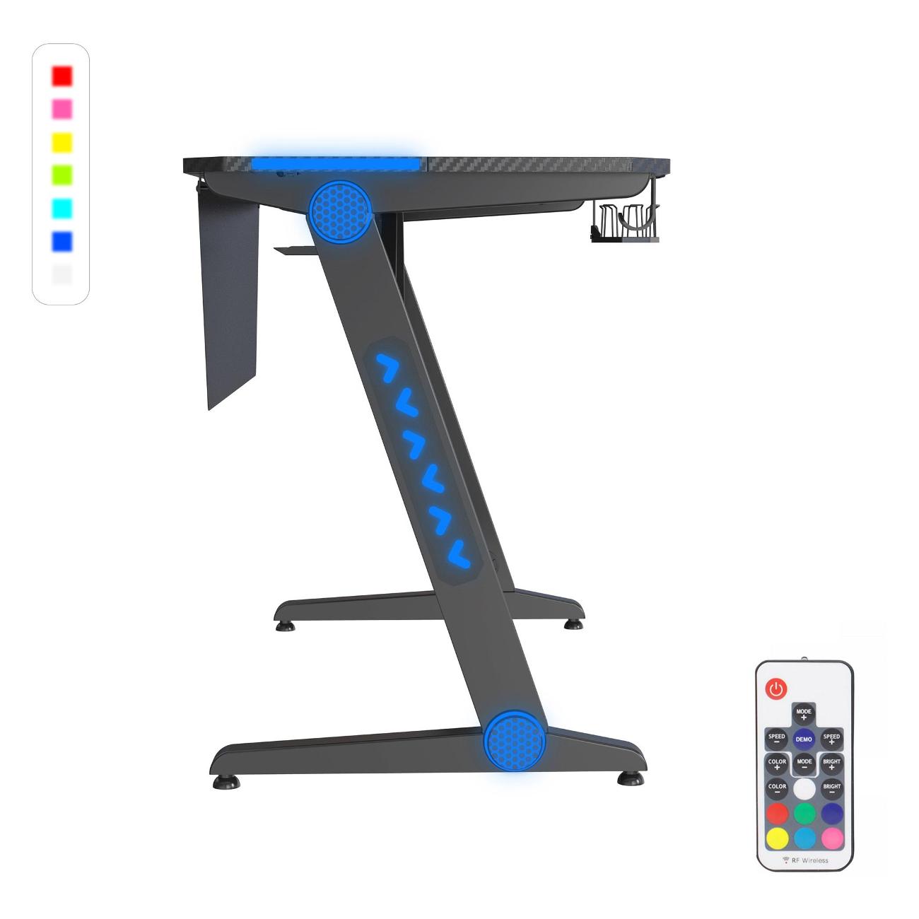 Стол компьютерный игровой Cactus CS-GTIZ-BK-CARBON-RGB МДФ карбон каркас черный