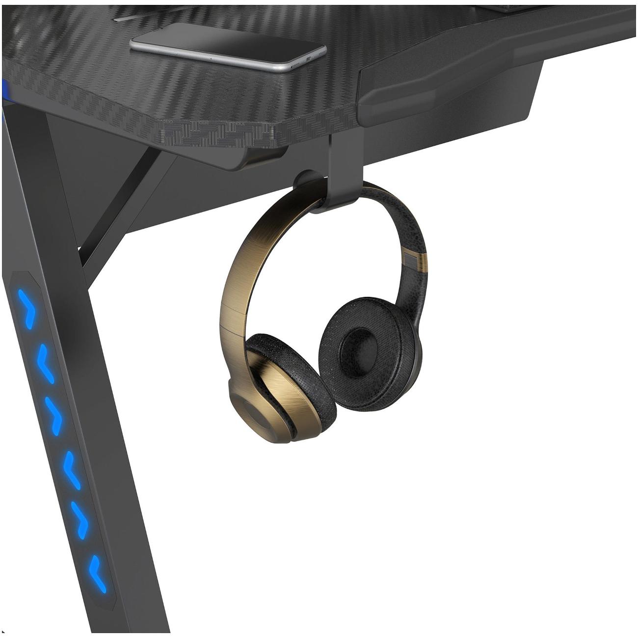 Стол компьютерный игровой Cactus CS-GTIZ-BK-CARBON-RGB МДФ карбон каркас черный