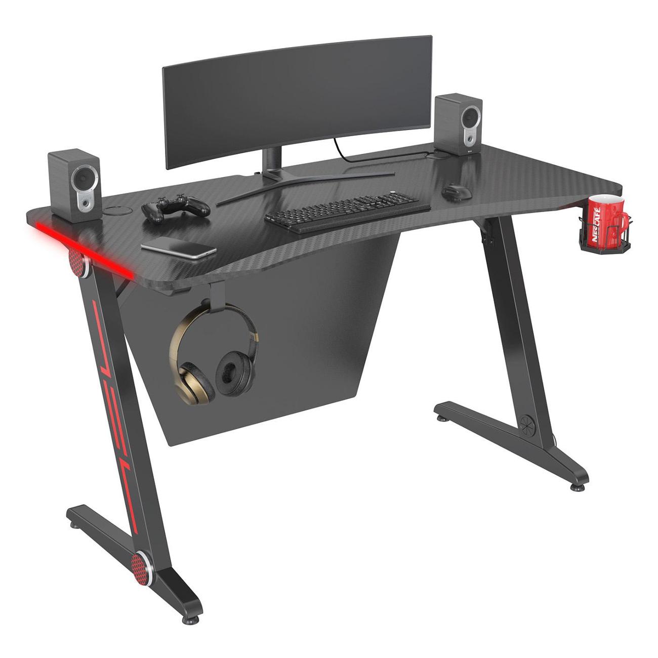 Стол компьютерный игровой Cactus CS-GTZ-BK-CARBON-RED МДФ карбон каркас черный