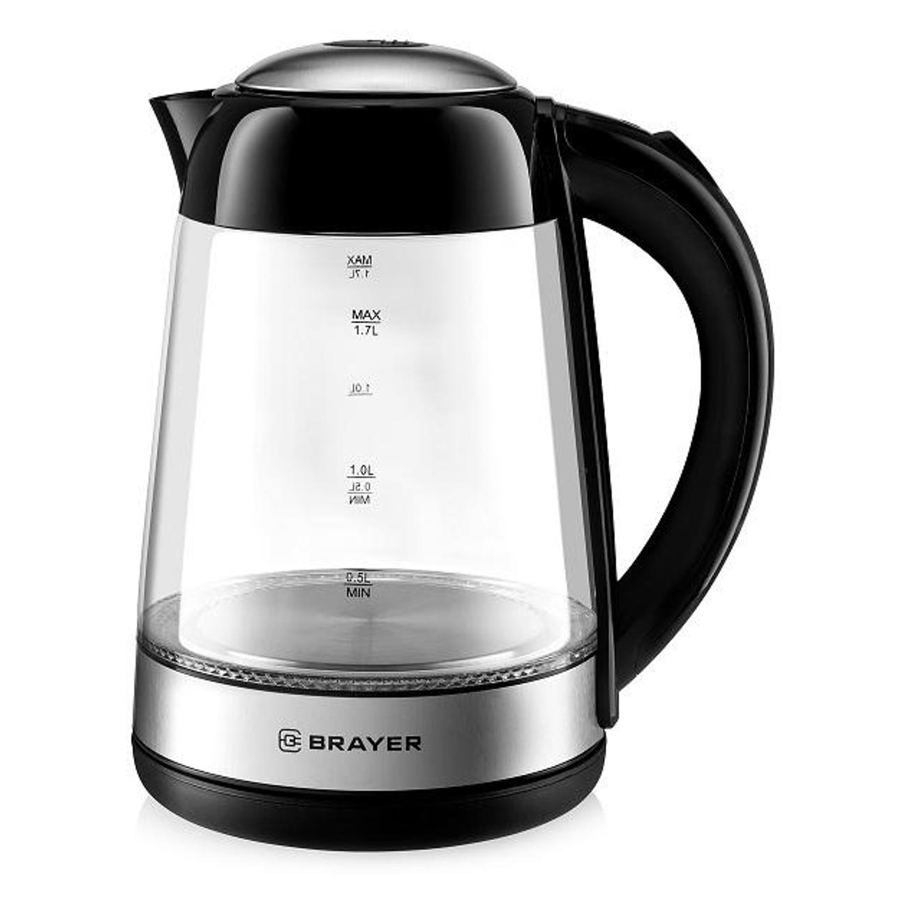 Электрочайник Brayer BR1012BK черный/серебристый фото