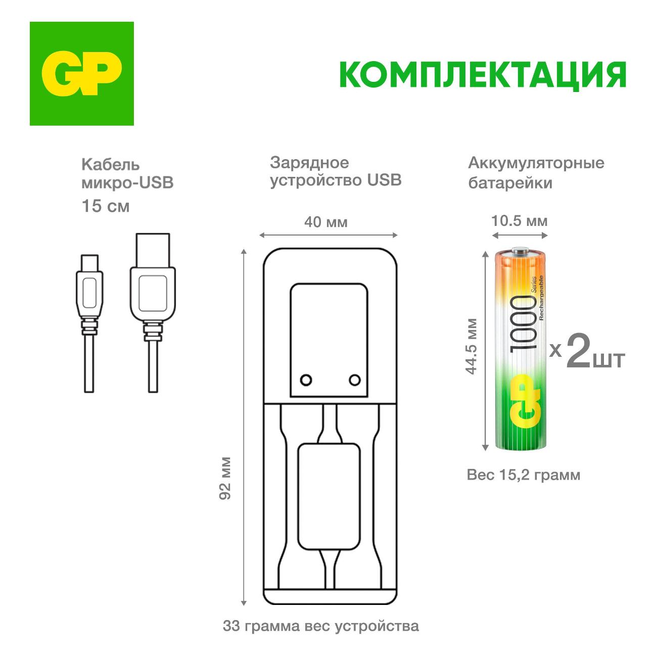 Зарядное устройство для аккумулятора GP GP100AAAHC/CPB2-2CR2