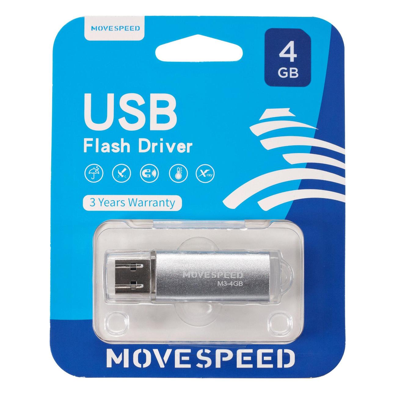 Флэш диск USB MOVESPEED Move Speed M3 4GB USB2.0 серебристый