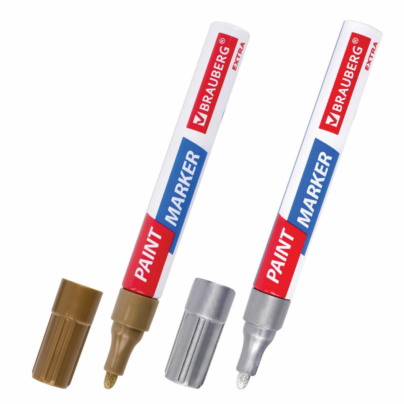 Маркер строительный Brauberg 151997 серебристый-золотой фото