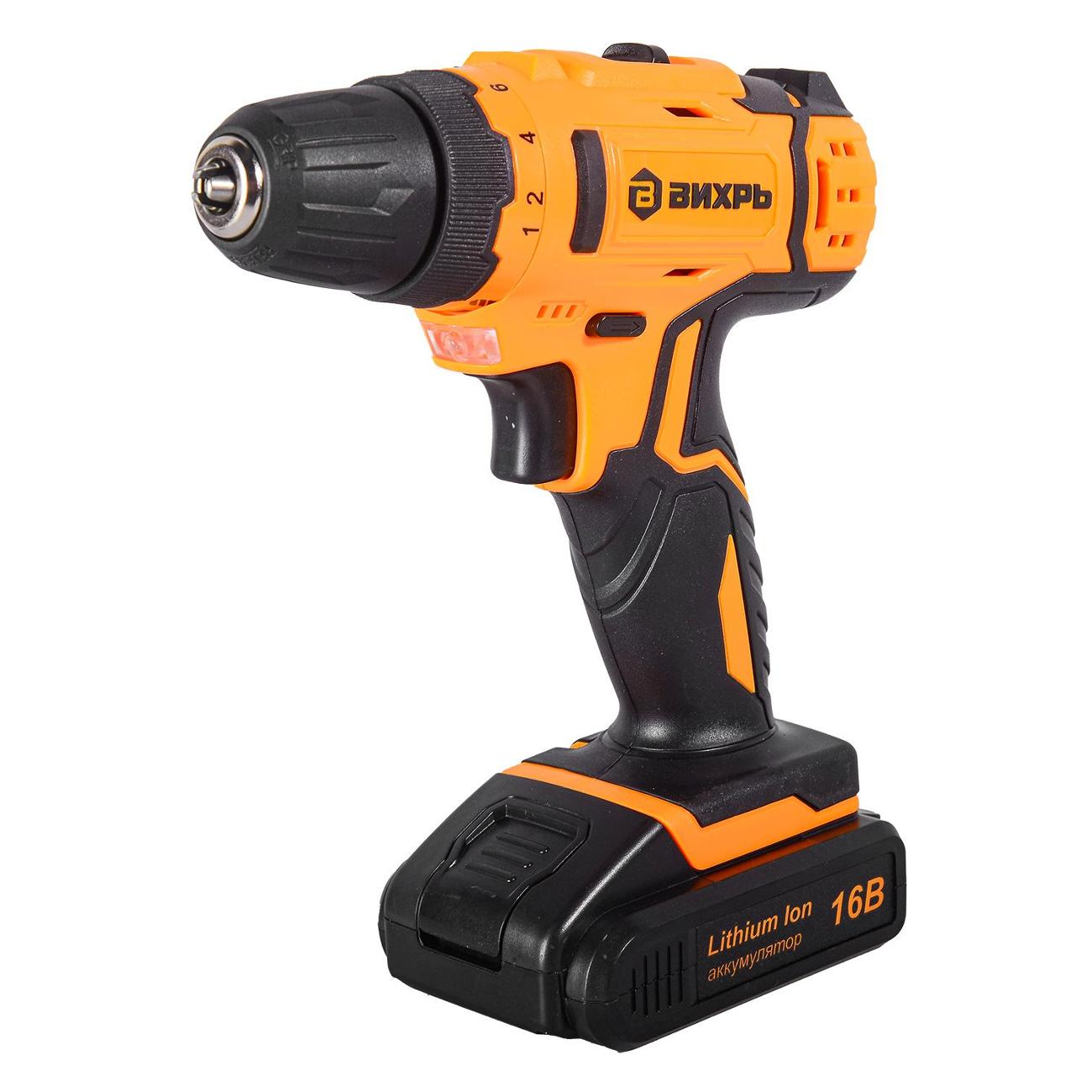 Шуруповерт аккумуляторный Вихрь ДА-16Л-2КА