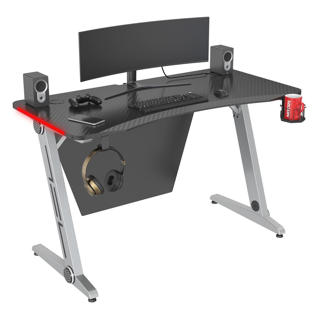 Стол компьютерный игровой Cactus CS-GTZ-SL-CARBON-RED