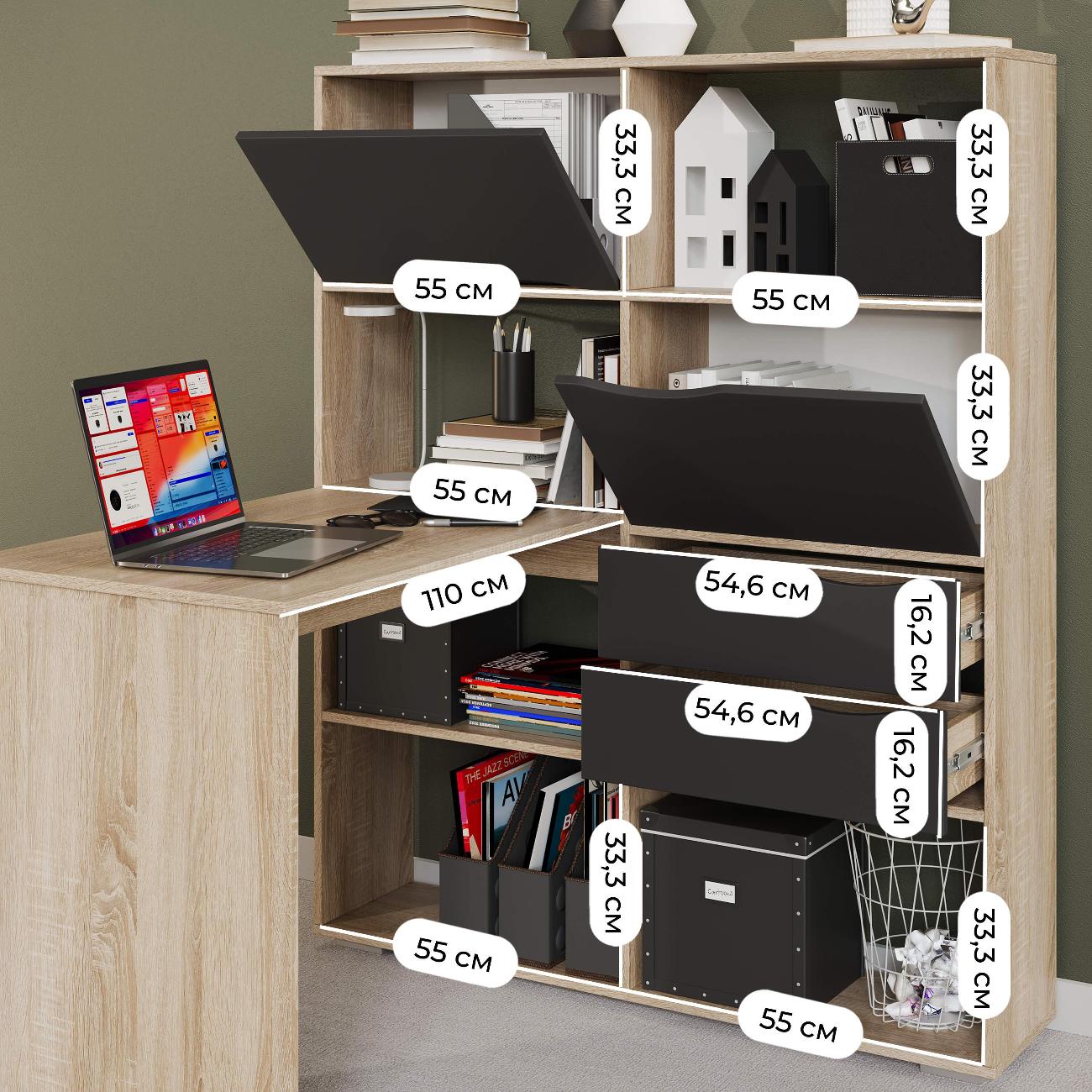 Стол компьютерный Трия Тип 7 Дуб Сонома-Графит Серый