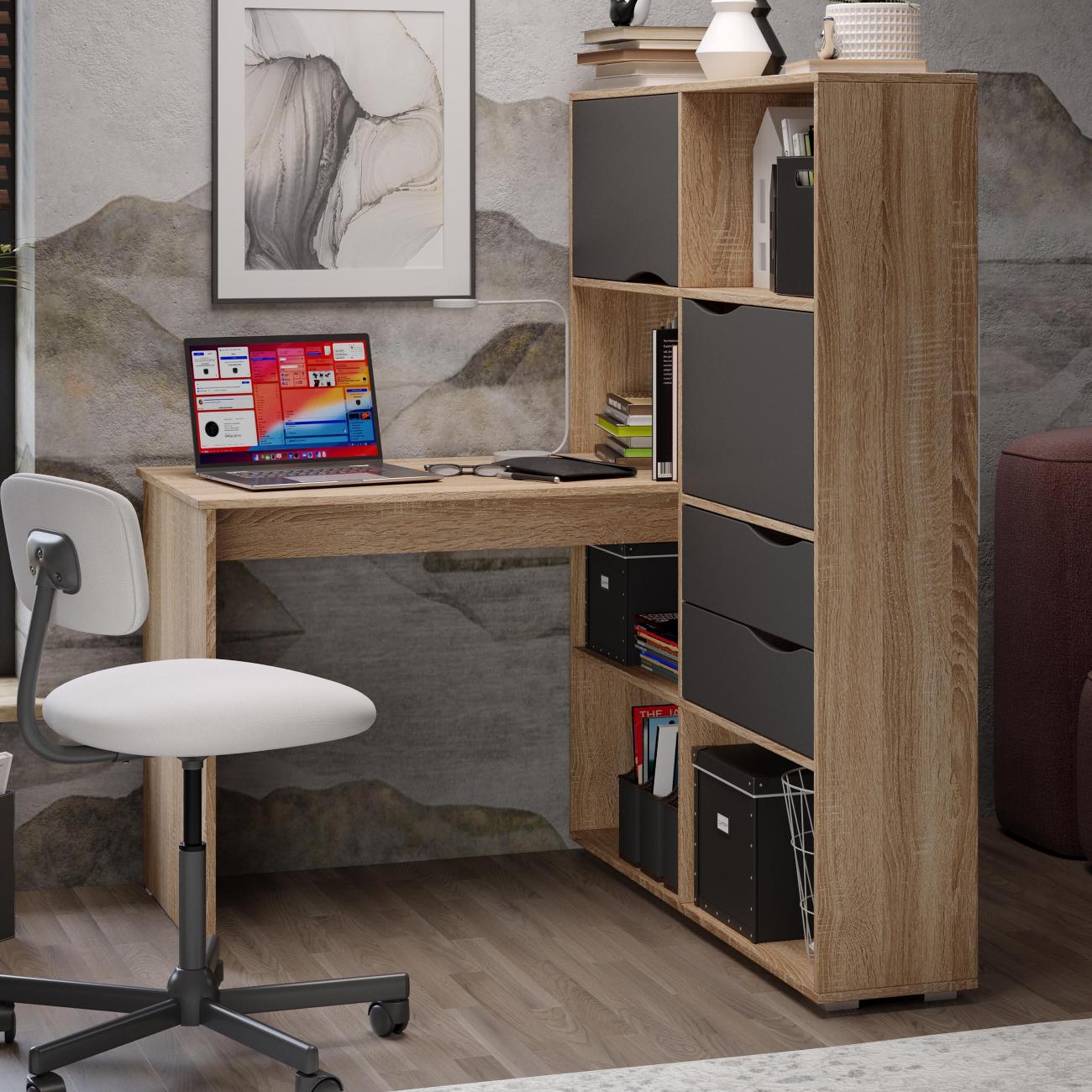 Стол компьютерный Трия Тип 7 Дуб Сонома-Графит Серый