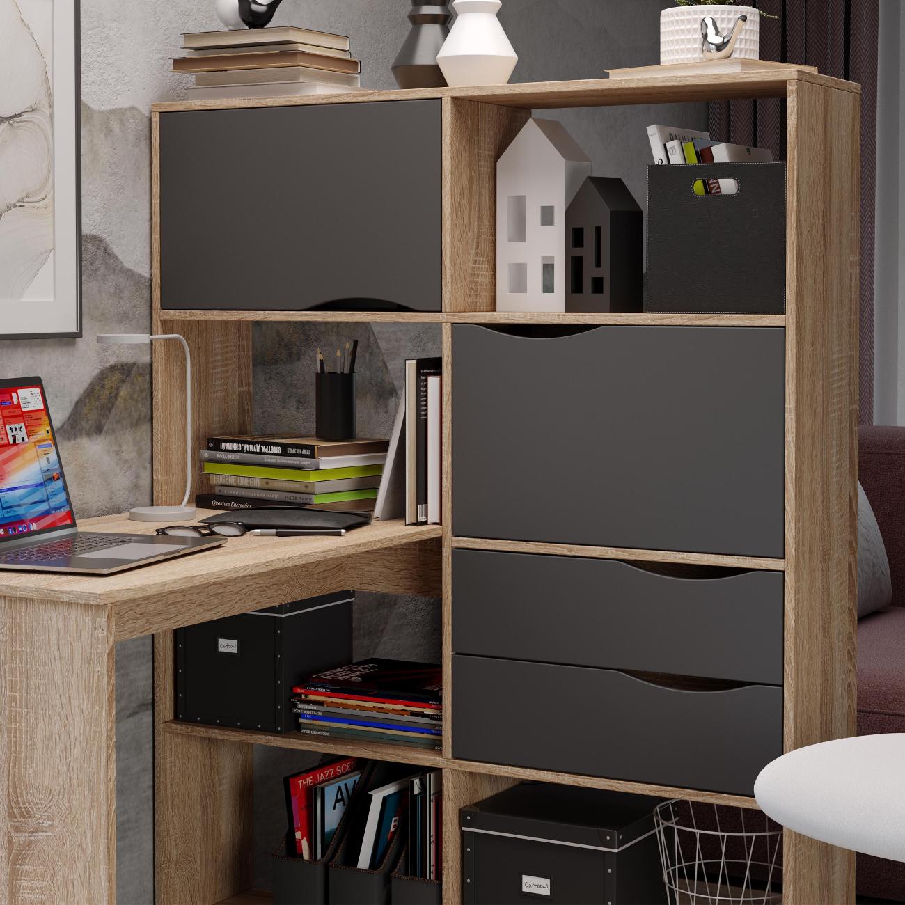 Стол компьютерный Трия Тип 7 Дуб Сонома-Графит Серый