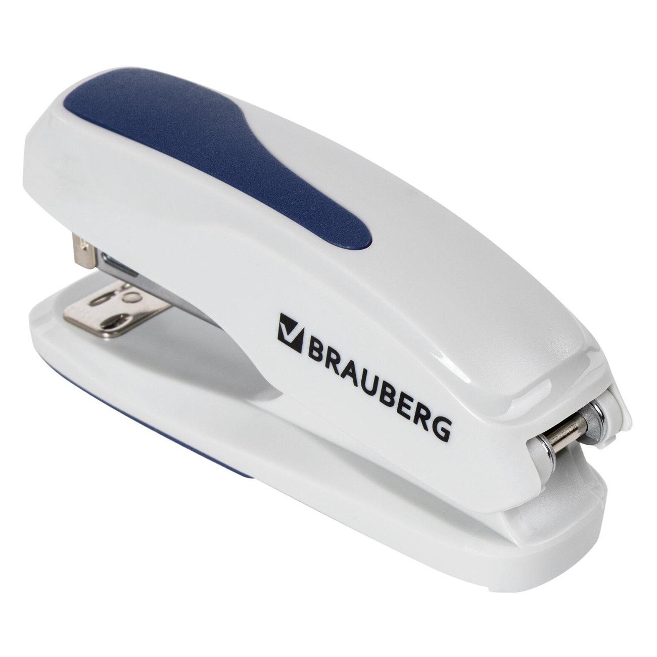 Степлер канцелярский Brauberg 229087 серый синий