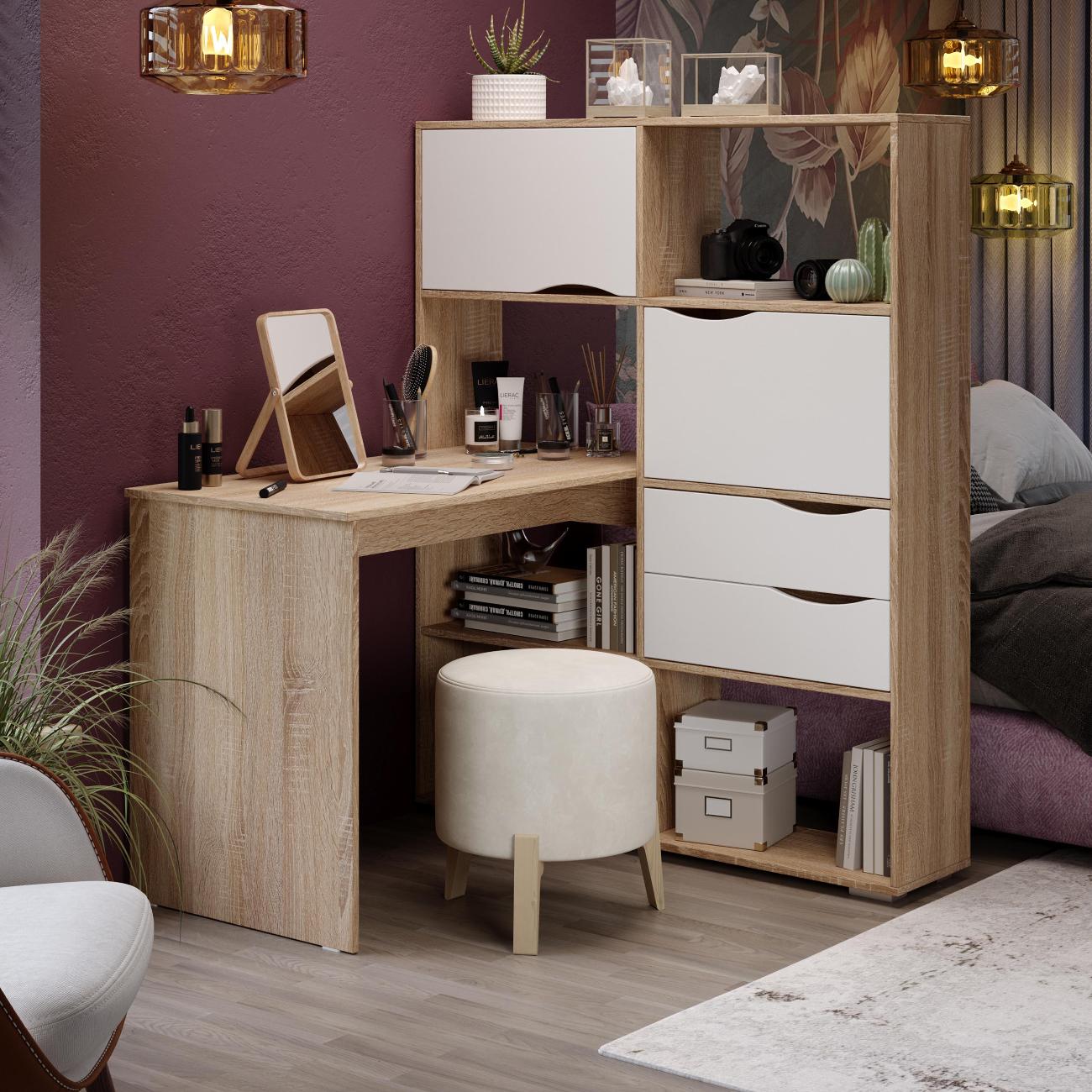 Стол компьютерный Трия Тип 7 Дуб Сонома-Белый ясень